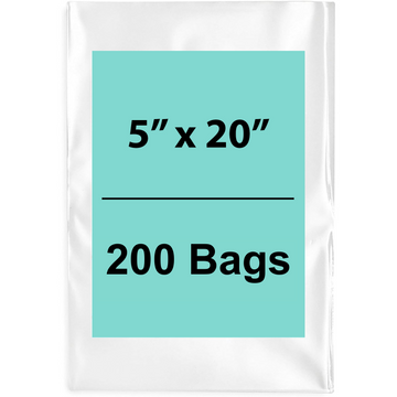 5X20 inches Clear Flat Poly Bags 1.5Mil Open Top (LDPE)
